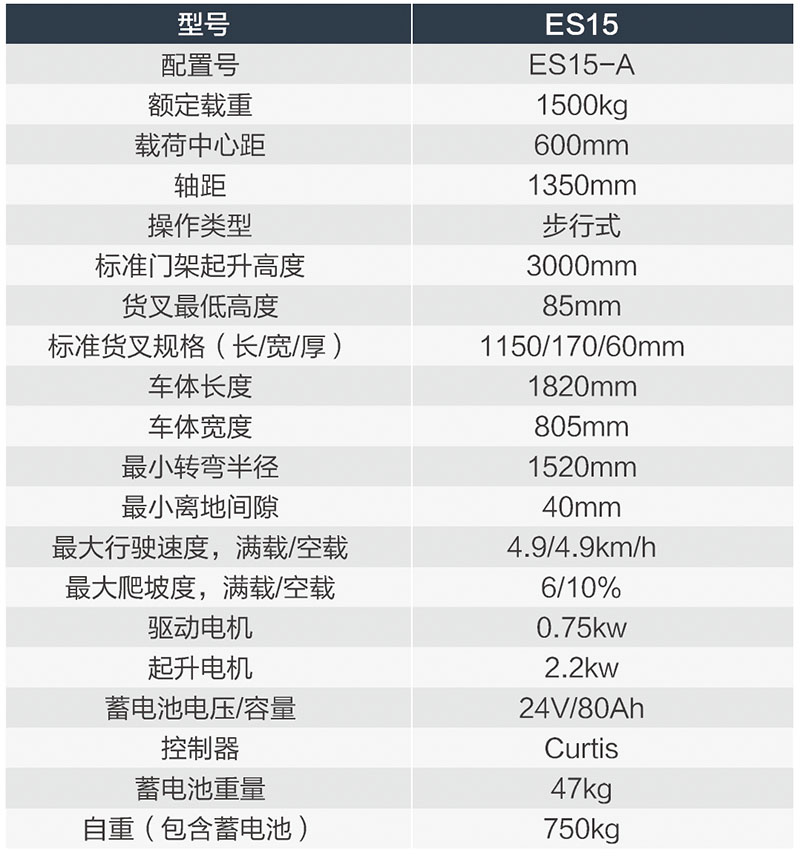 ES15-A步行式堆高車